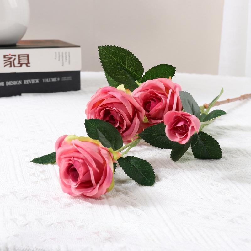Plastic Realistic Handmade Roses Artificial Flower Bundle Bouquet for Home Office Garden Decoration Customizable Artificial