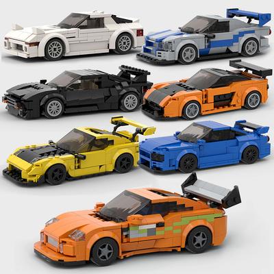 MOC F1 Городской Скоростной Спортивный Чемпион Гоночный Автомобиль Строительные Блоки Кирпич R34 RX-7 Транспортное Средство Суперкар Форсаж MK4 Supra Детские Игрушки