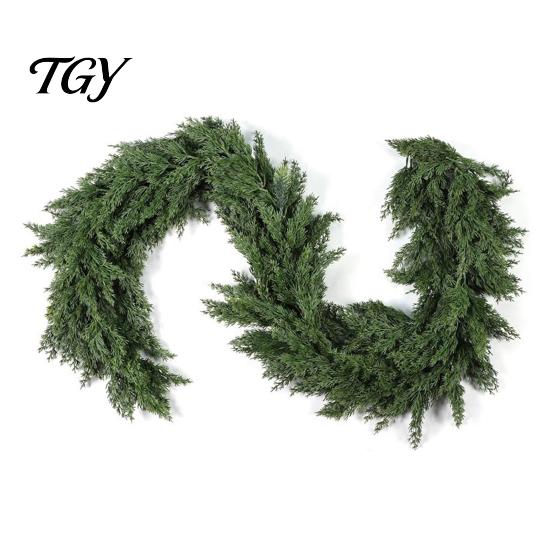 Commercial Christmas Display Greenery 4/6FT Artificial Cedar Garland, Real Touch Pine Garland Decoration, Faux Winter Wreath, Realistic Cypress