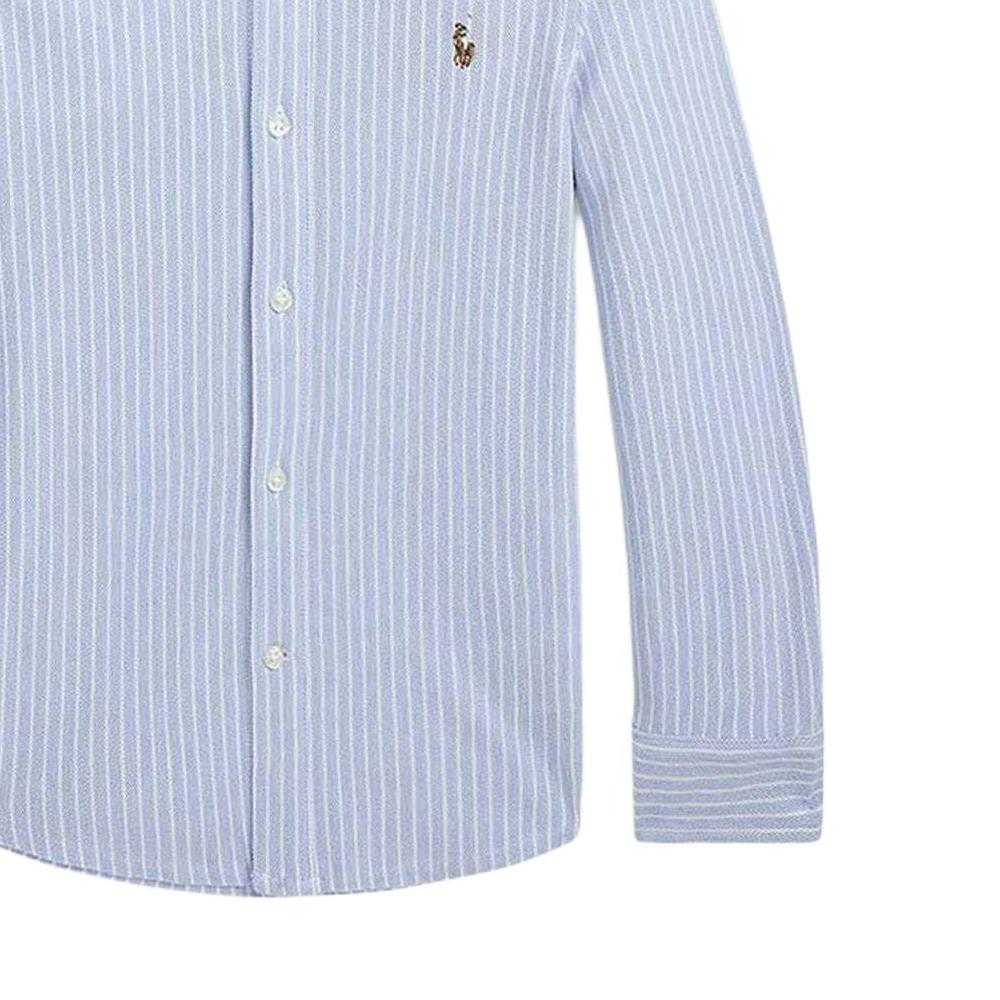 Polo Ralph Lauren Полосатая рубашка с длинным рукавом Детские рубашки Светло-голубой 322934187-001