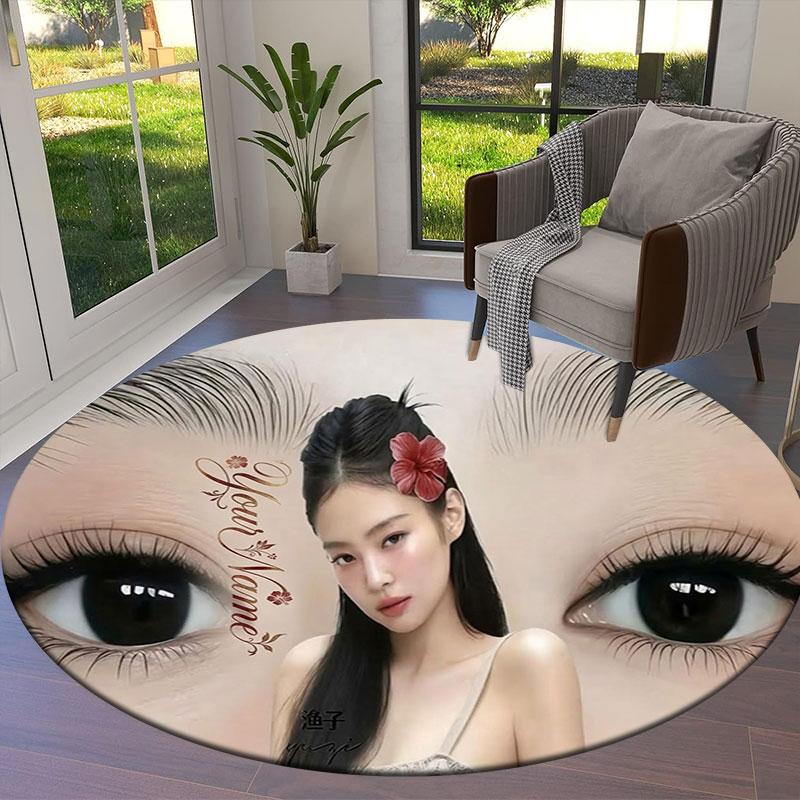 Blackpink Custom Name Round Area Rug,Carpet Rug for Living Room Bedroom Sofa Playroom Decor,Non-slip Floor Mat