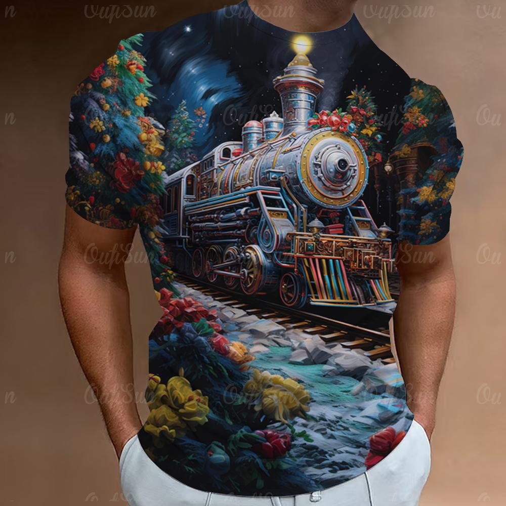 Christmas T-Shirt Santa Claus Print Short Sleeve Men T-Shirt Festival Clothing Casual Tops Loose Oversized T Shirts For Men Tees