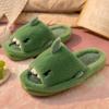 Autumn And Winter Cartoon Shark Wool Slippers For Women Soft Home Men's Indoor Household Open Toe Plush Cotton Slippers