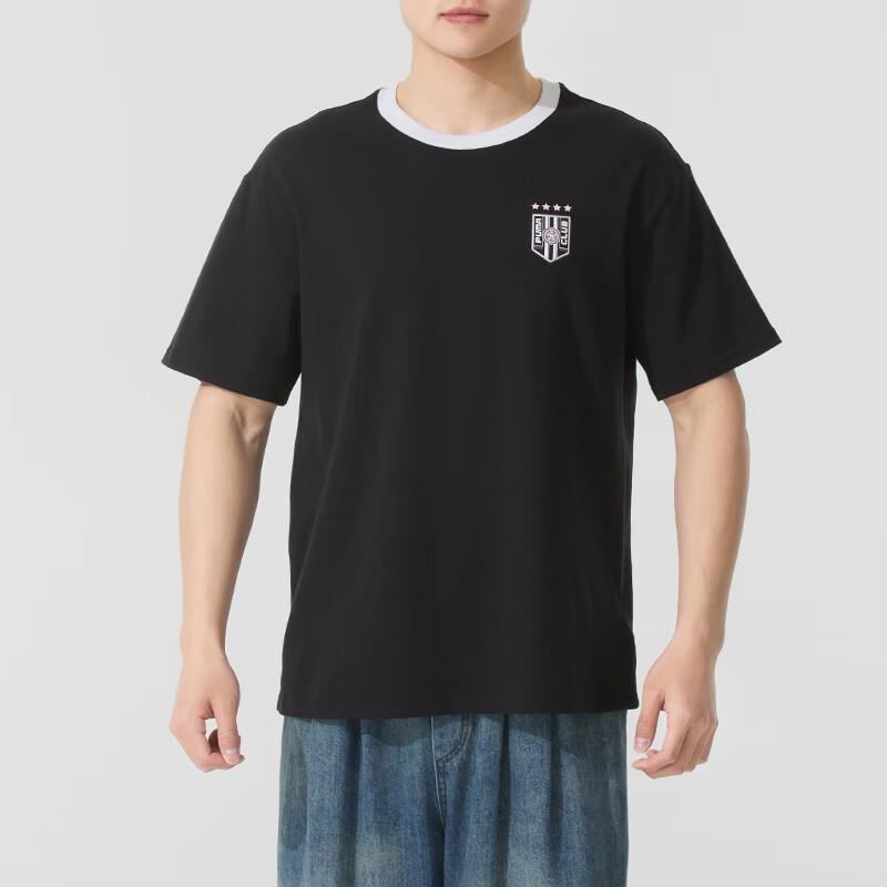 PUMA T Shirts Unisex Black Crew Neck Moderate Straight Fit 631722-01
