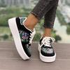 Fashion 2024 Women's Shoes New Lace Up Women's Vulcanize Shoes Spring Autumn Round Toe Mixed Colors Platform Casual Sports Shoes