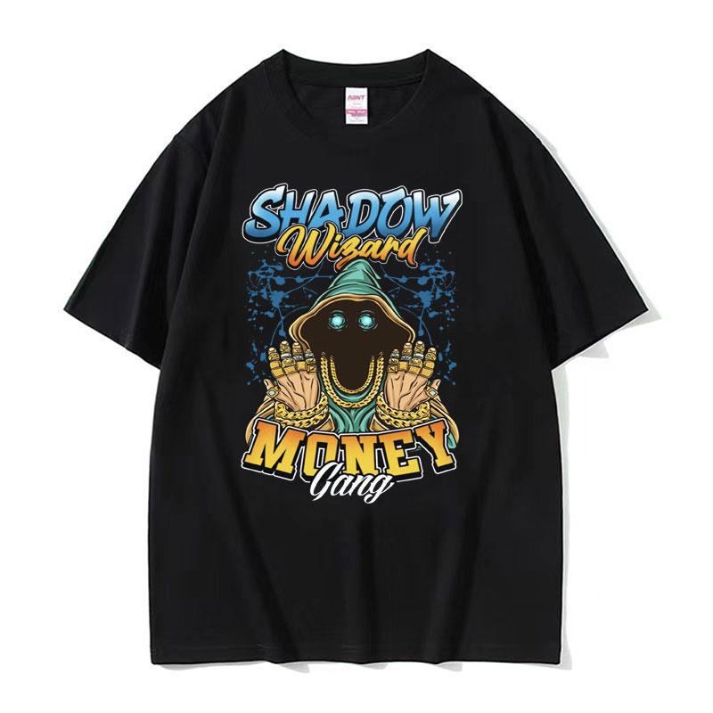 Смешная футболка Shadow Wizard Мем о перекруте яичек Графическая футболка Мужская Женская Ретро Готика Оверсайз С коротким рукавом Футболка Топы