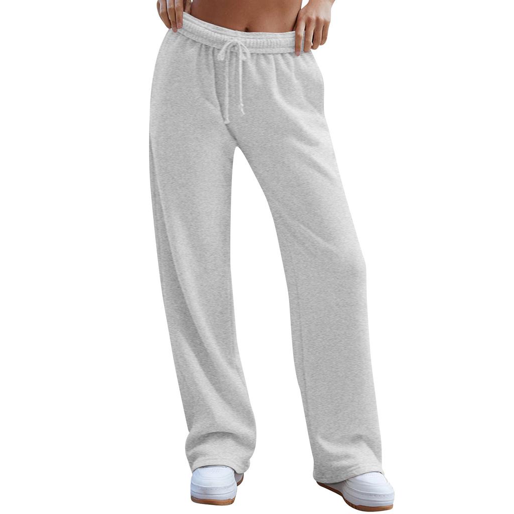 Women's Wide Leg Sweatpants Trendy Interior Drawstring Baggy Sweatpants High Waisted Casual Trousers Jogger Pant