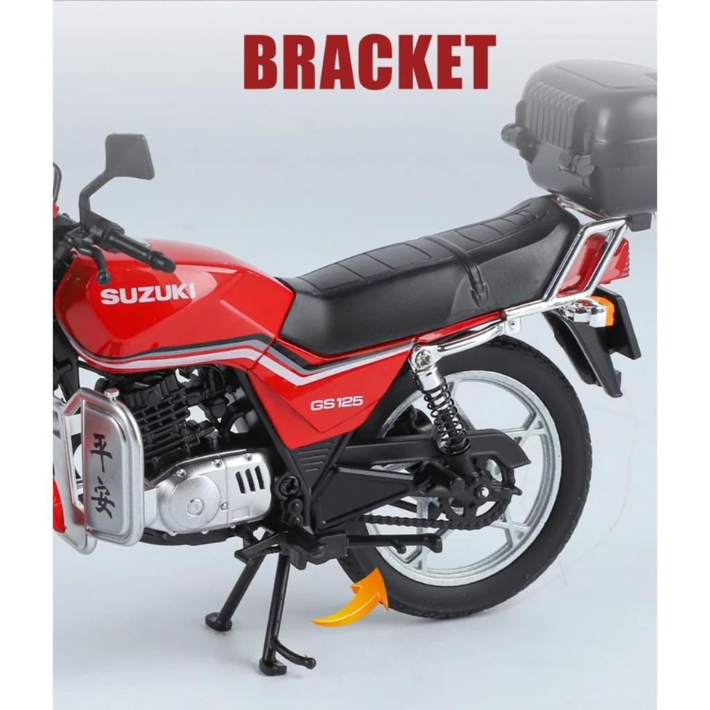 Симуляция 1/12 SUZUKI GS125 Винтажный Мотоцикл Модель Литой Игрушечный Транспорт со Звуком и Светом Коллекции Хобби Декор для Дома