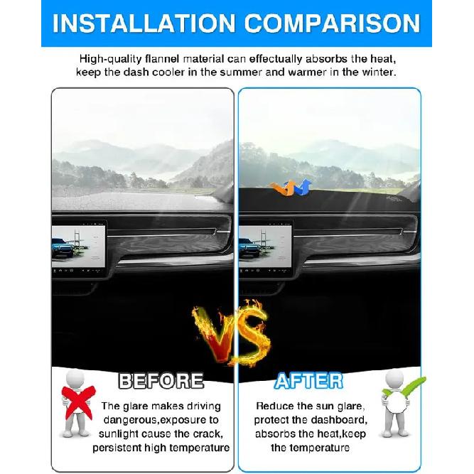 Flannel Dashboard Cover for -2026 Rivian R1T - Sun Shade Anti-Glare UV Protection