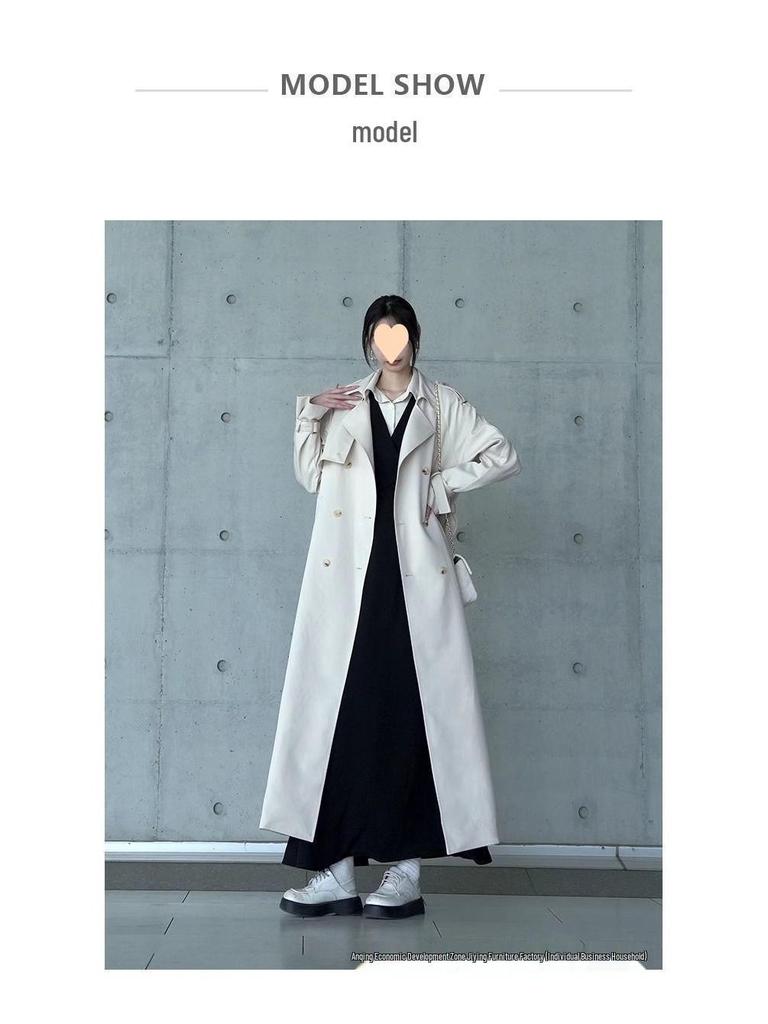 Женский Очень Длинный Серый Тренч - Коллекция Весна & Осень 2024