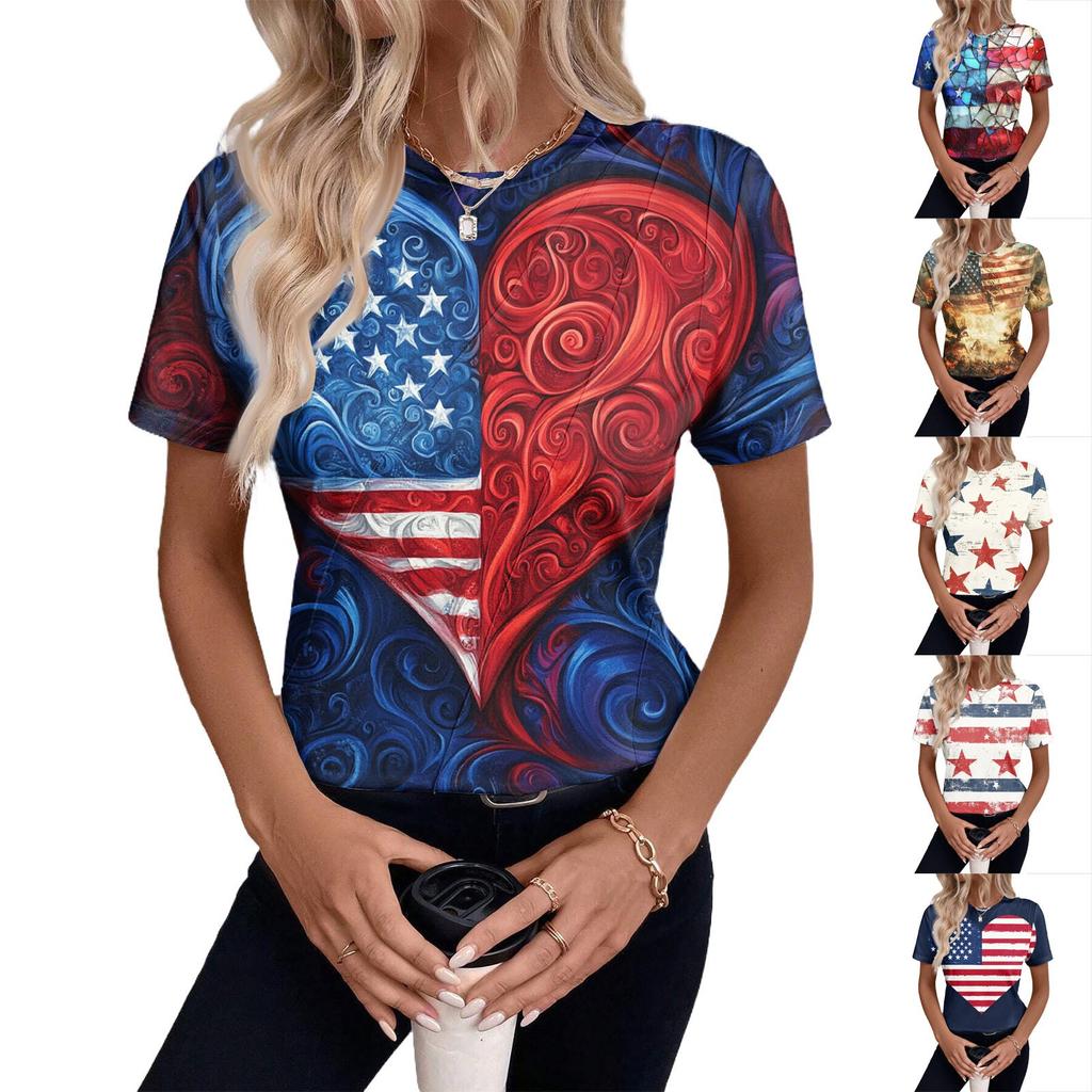 Женский топ с коротким рукавом и принтом «День независимости»