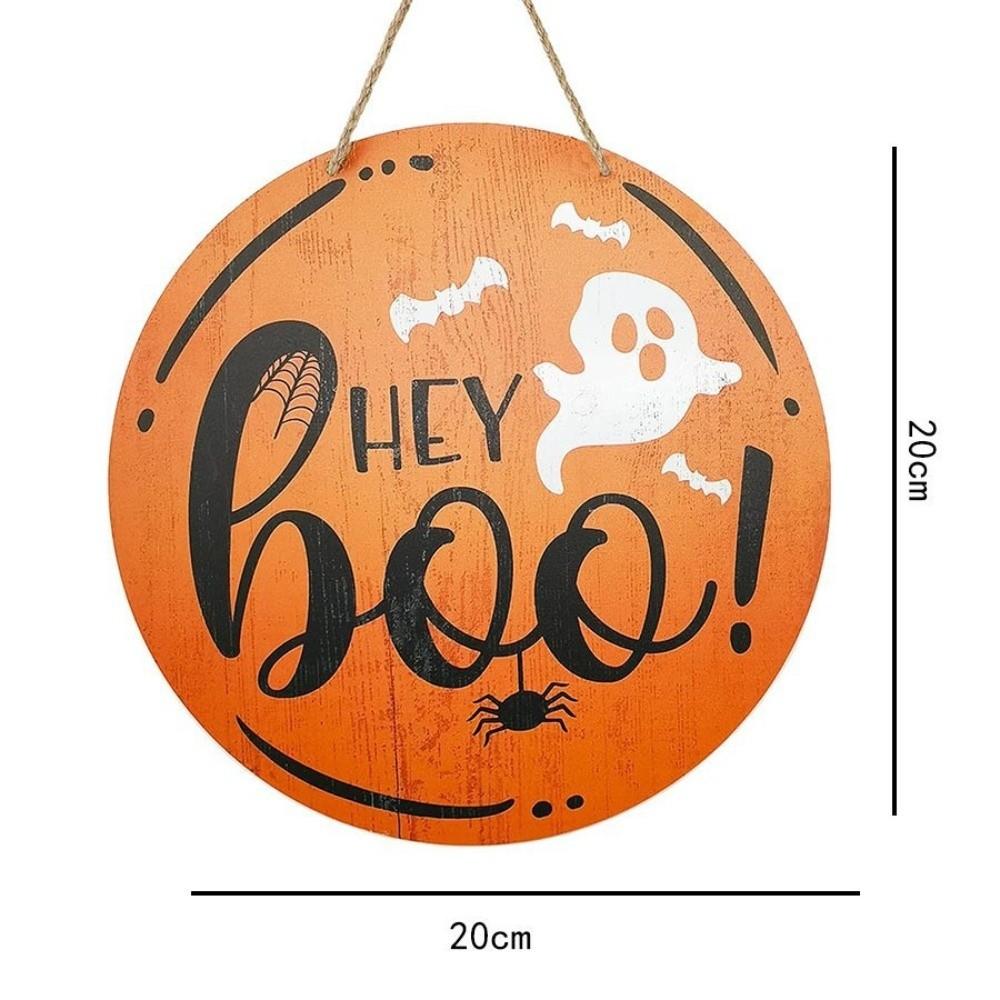2D Halloween Wooden Sign Spooky Ghost Pumpkin DIY Halloween Wood Ornament with Rope Halloween Welcome Sign Garden Hanging Decor