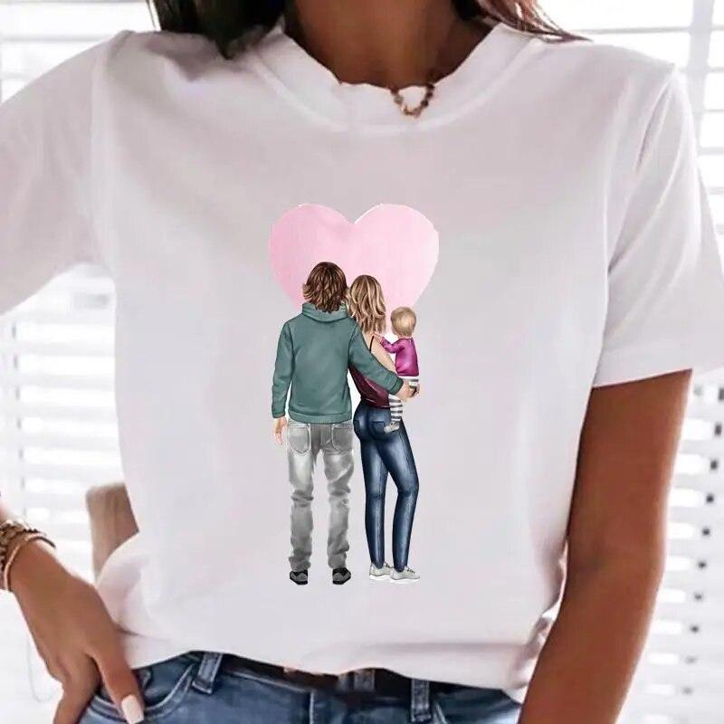 Women Family Mom Mother Mama T-shirts Female T Tee Cartoon Sweet Love Son 90s Clothes Lady Casual Shirt Graphic Tshirt Top