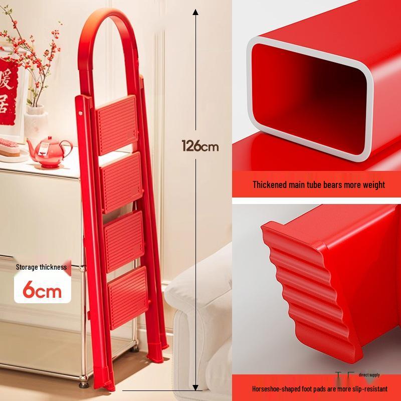 Indoor Lightweight Telescopic Folding A-Frame Ladder: Thickened, Portable, and Easy-to-Use