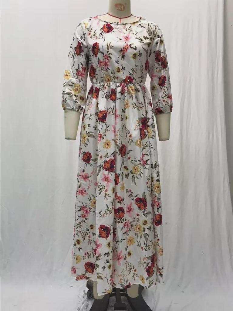 2025 г. шифоновое облегающее длинное платье с цветочным принтом в европейском и американском стиле