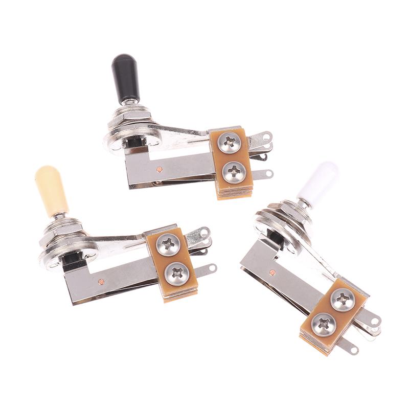 L-Type 3 Way Toggle Switch Right Angle L-Shaped Electric Guitar Pickup Selector Switch With Black/ Yellow/ White Plastic Cap