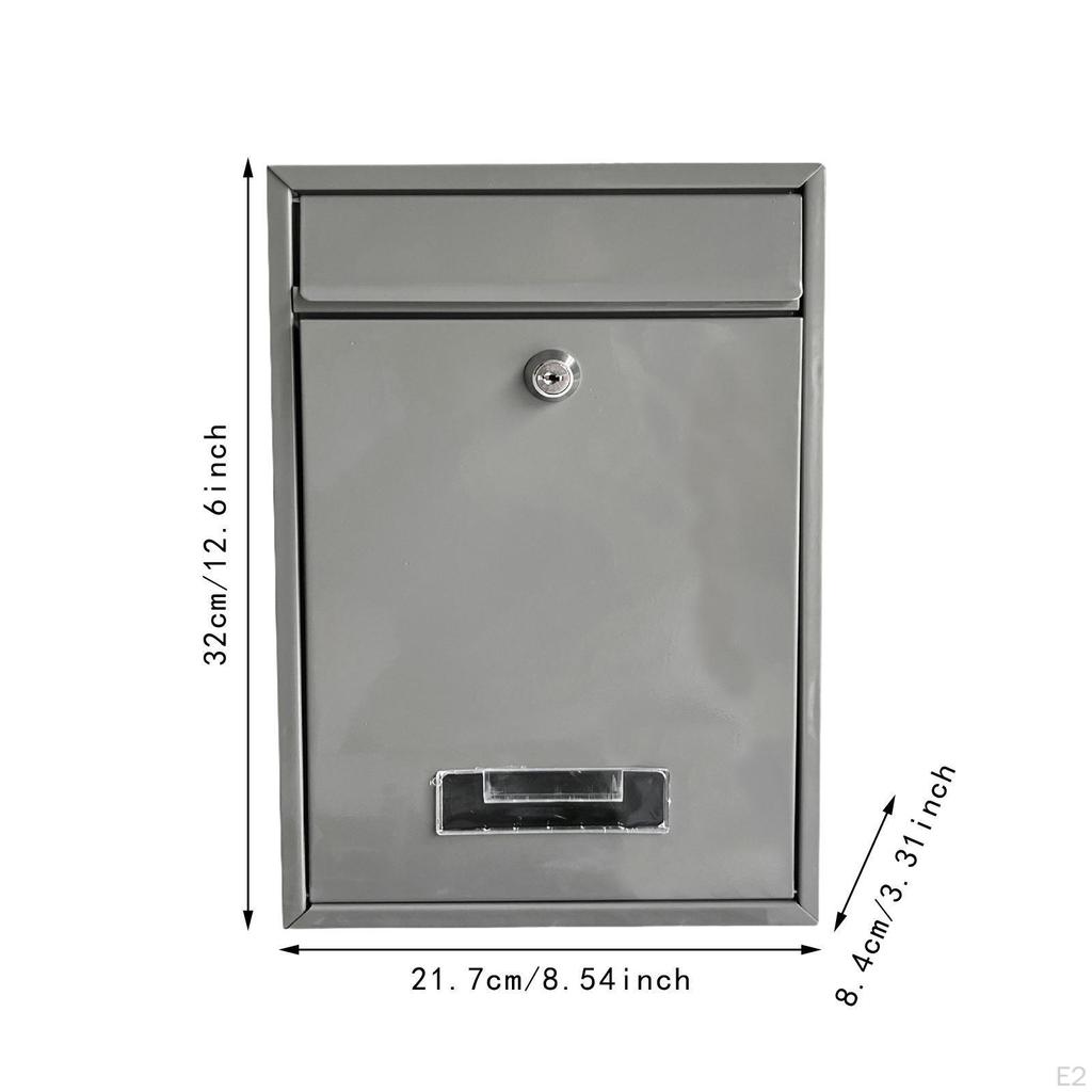 Wall Mounted Mailbox Letterbox Lockable, with 2 Keys, Iron Mail Box Postbox for Home Office Gate