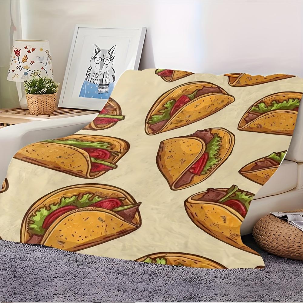 Corn tortilla pattern Flannel printed blanket suitable for all seasons suitable for living room office sofa and travel
