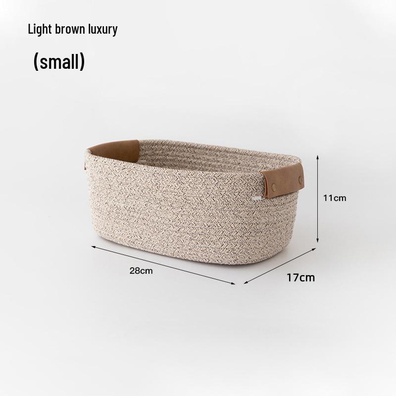 Складная корзина для хранения из хлопковой веревки с ручками - настольный органайзер для косметики и мелочей