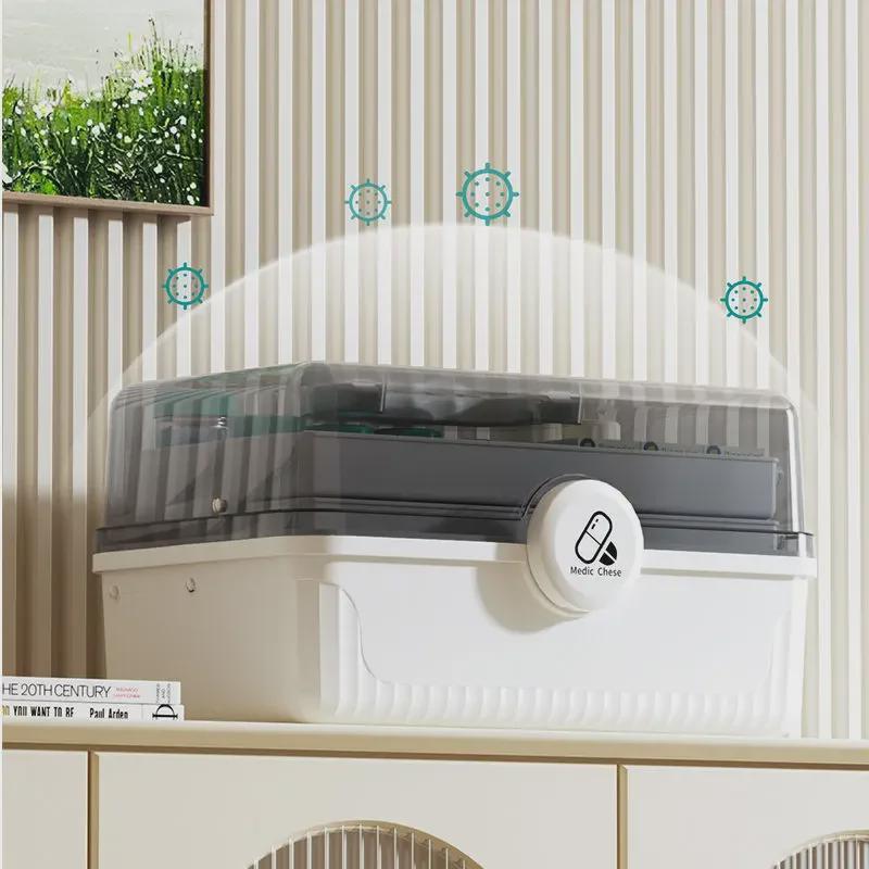 Портативный многослойный ящик для хранения лекарств: Удобный, многофункциональный и классифицированный пластиковый органайзер для домашнего использования