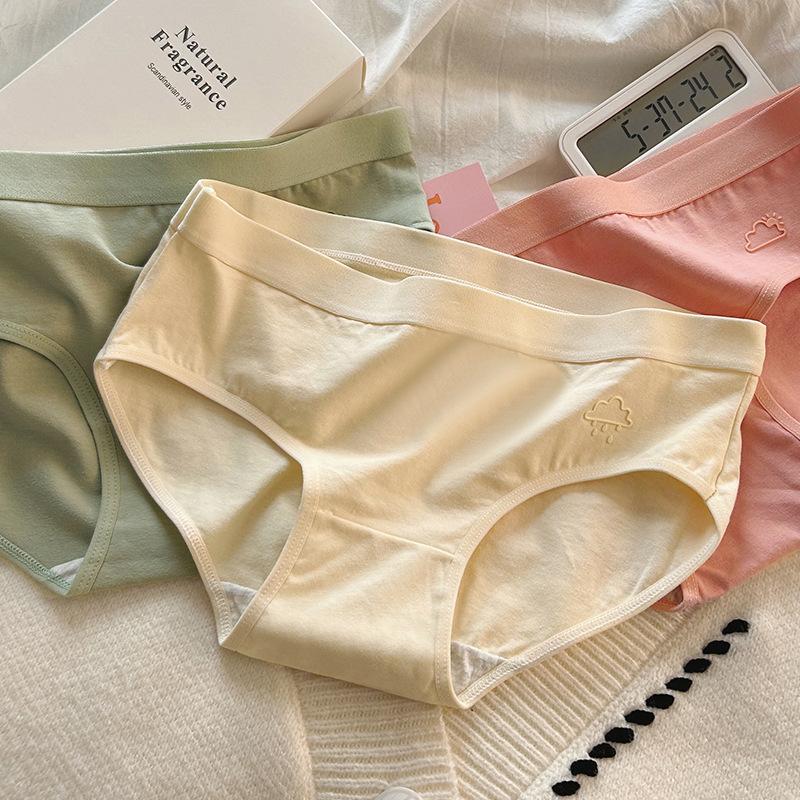 Женские трусики из чистого хлопка, дышащие, для девочек, простые, для дневного отделения, со средней талией, для студентов