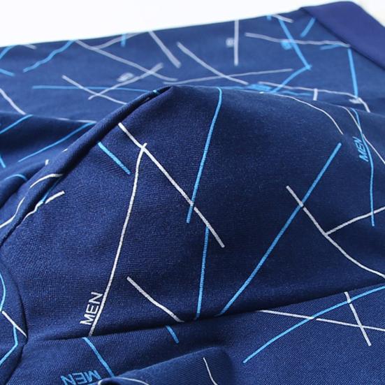 Мужское боксерское нижнее белье Эластичный дизайн со средней посадкой Облегающие шорты Брифы Принт с линиями U-выпуклые трусы для повседневной носки