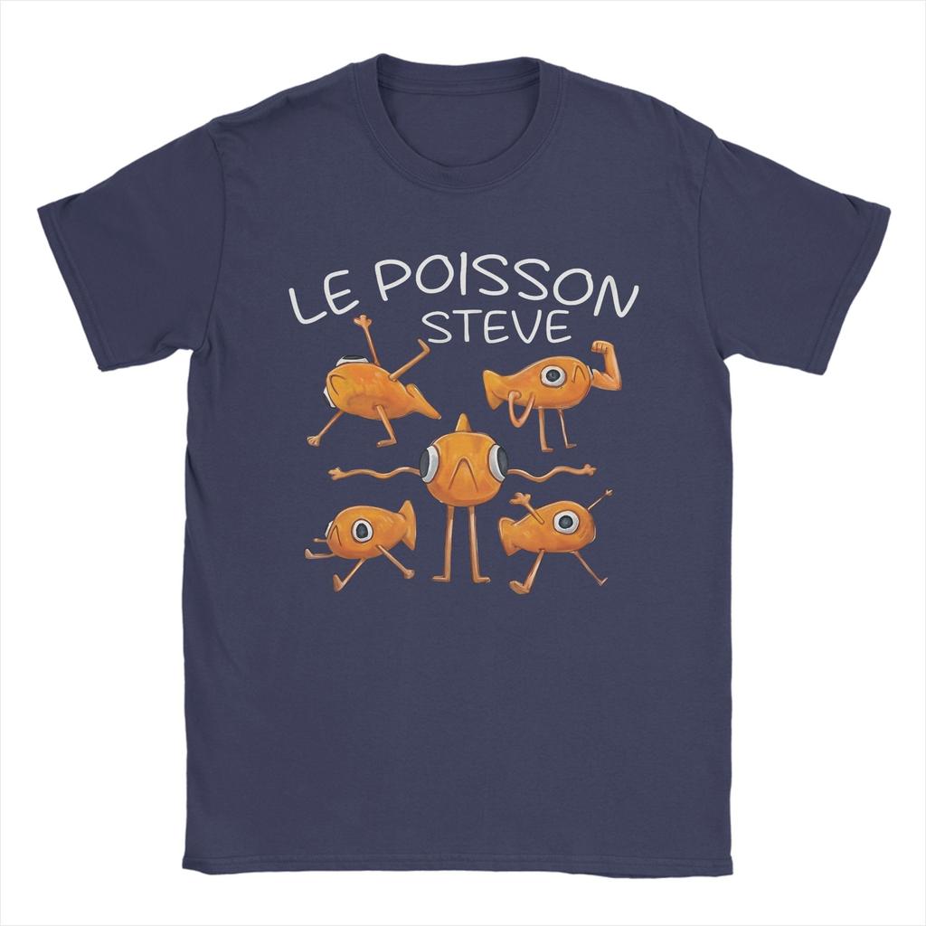 Fish Le Poisson Steve Meme T-Shirt Men  Leisure Pure Cotton Tee Shirt O Neck Short Sleeve T Shirts Plus Size Clothes