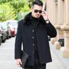 Мужское короткое бархатное утолщенное кашемировое пальто мужское деловое осенне-зимнее шерстяное теплое пальто для людей среднего и пожилого возраста