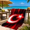 Turkish Flag Design Beach Towel, Quick-drying, Easy to Care for, Suitable for Both Fitness and Beach Vacations,Sports Essential