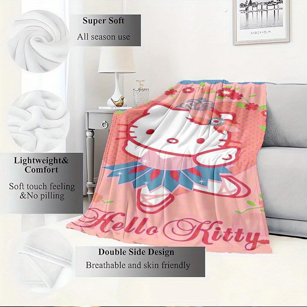 1pc Hello Kitty Floral Crown Home Decor Blanket - Seasonal Universal Comfortable Washable Gift for All Ages, Perfect for Any Family, Availab