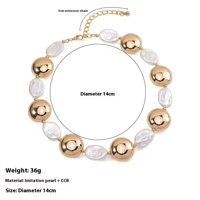 Irregular Baroque Pearl Splicing Metal Collar Niche Design Clavicle Chain Jewelry Necklace