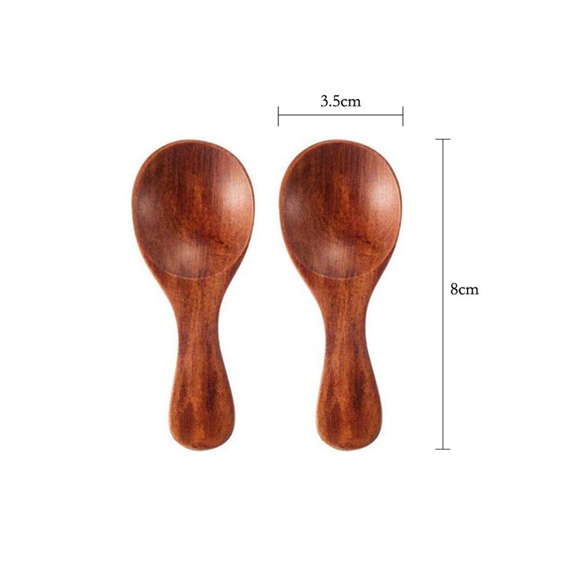 2 шт. Маленькая деревянная ложка-совок с короткой ручкой, деревянная мерная ложка для соли, сахара, специй, чая, мини-ложка для сухого молока, кухонные гаджеты