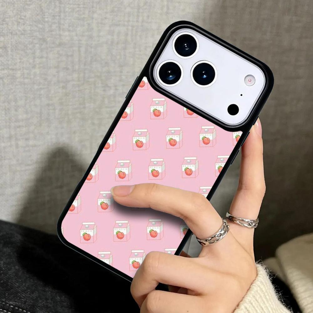 Чехол Case для iPhone 17 Air 16 Pro Max 15 Plus 11 13 Mini 14 12 Задняя крышка телефона Розовый Персик Эстетика