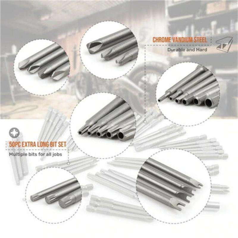 50 шт., удлиненные безопасные сверла, портативные шестигранные плоские отвертки со звездой, набор бит с прочной коробкой