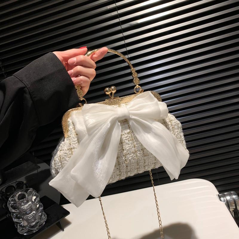 French Chic Fashion Shell Bag With Chain And Bow For Daily Use