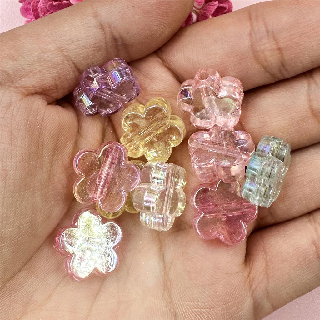 Hanmade Mobile Phone Chain Handcrafted Flower Beads 15mm Beading Neclace Bracelet for Crafted 10Pcs Jewelry Making DIY Findings