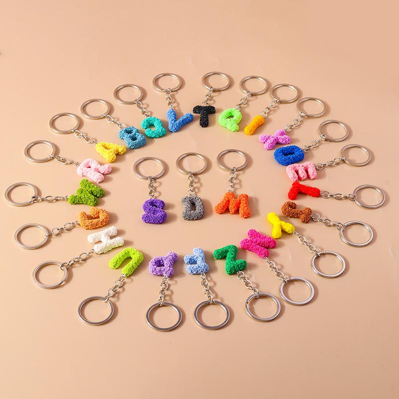 New Creative Flower Initial 26 Letter Keychain A-Z Alphabet Keyring Pendants for Women Girls Handbag Decor Jewelry Accessories