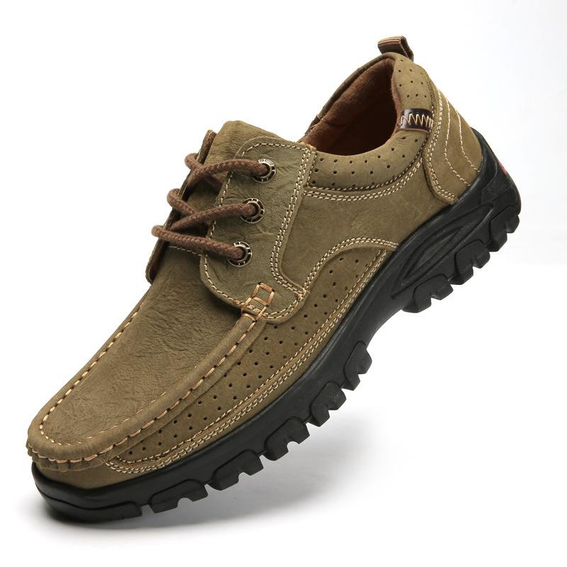 Новые мужские туфли Four Seasons Daily Outdoor Casual Shoes First Layer Cowhide Leather Leather Non-Slip Work Shoes