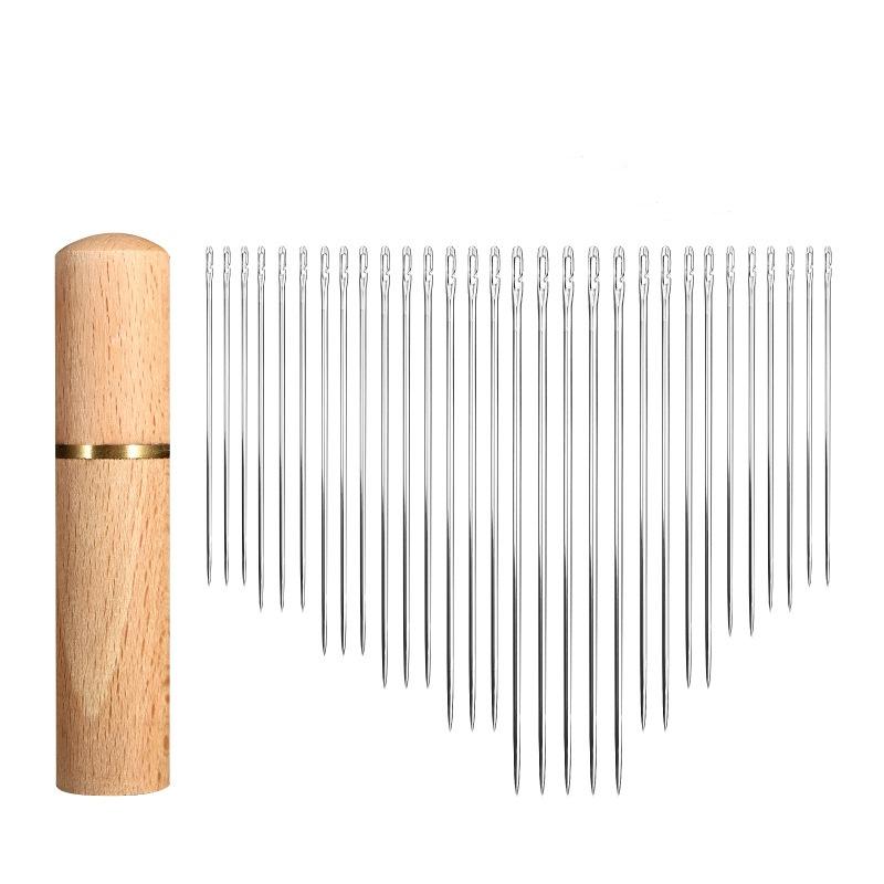 30pcs Hand Sewing Needles Elderly Stainless Steel Quick Automatic Self-Threading Needle Stitching Pins DIY Punch Needle Threader
