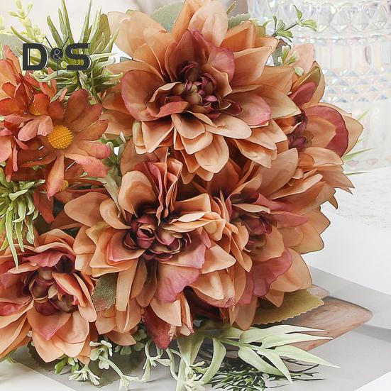 Имитация букета цветов 5 вилок Цветочные листья Искусственный букет Реалистичные шелковые цветы Внутреннее и наружное украшение