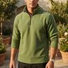 Athletic Shirts for Men Quarter-Zip Sweatshirt, Long Sleeve Mock Neck Pullover Top, Solid Lightweight Outdoor Apparel Color Casual Sweatshirt
