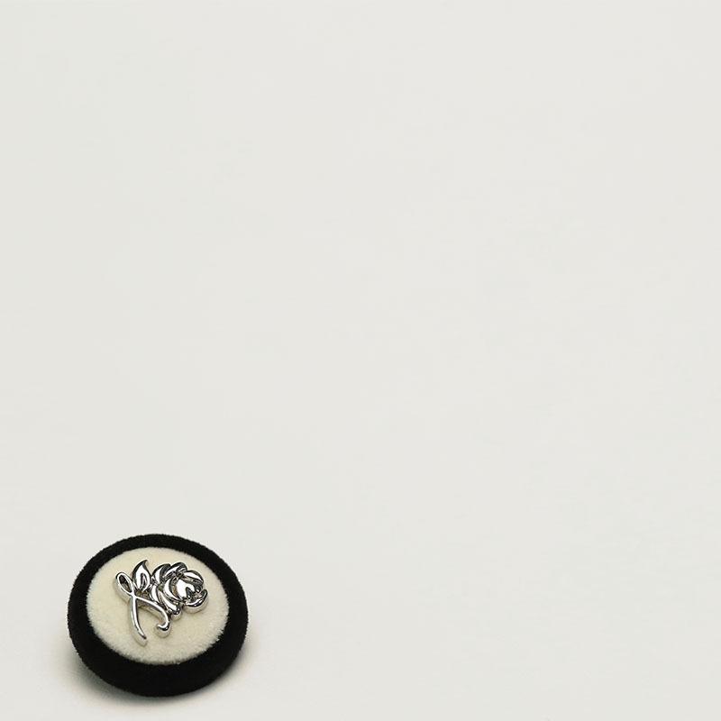 5Pcs Silver Rose Button Flocked Black And White Double-Sided Nylon Coat Button Small Fragrant Coat Wool Clothes Button