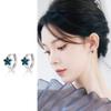 Звездная серьга-пряжка Харадзюку Модная трендовая мода Синий драгоценный камень Циркон Серьги Темпераментные серьги для работающих