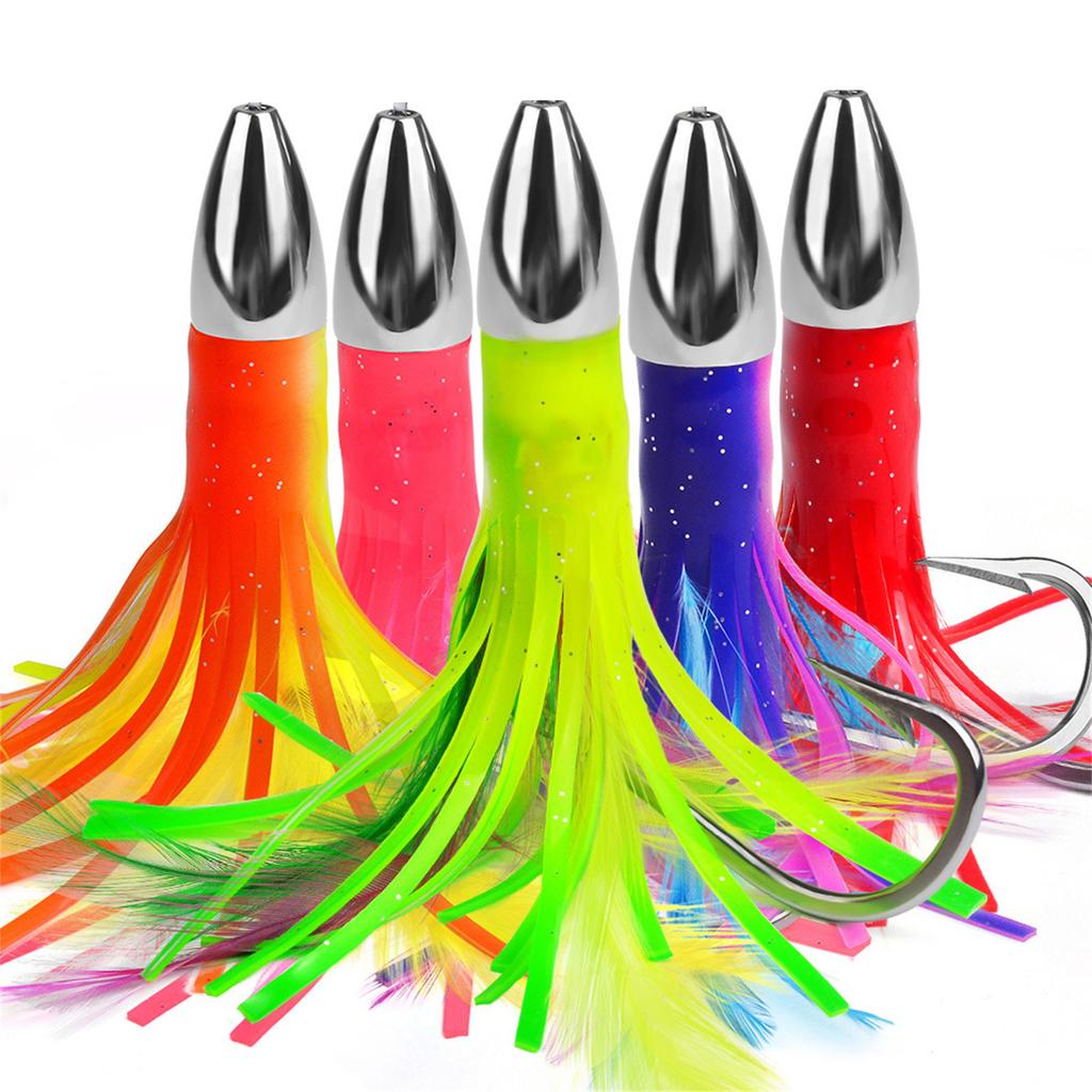 Seawater Fishing Lures Metal Head Octopuses Squid Skirt Baits Octopuses Squid Skirt Trolling Lures Fishing Accessories