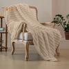 Summer AC Flannel Blanket Thickened Double-sided Plush Striped Texture Solid Color Office Nap Home Bed Sofa Travel Cozy Warm Winter Blanket
