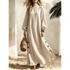 Half Turtleneck Long Dress Side Button Slit Loose Womens Fall Vacation