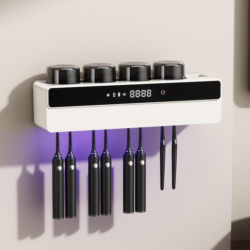 Умный настенный УФ-держатель для зубных щеток и дезинфектор с сушкой и стаканом для хранения