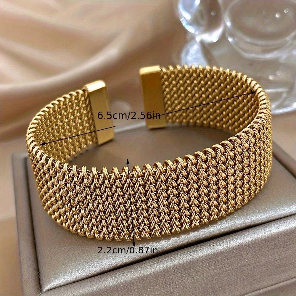 Golden/Silver Plated Weave Cuff Bracelet Waterproof Braided Mesh Bracelet Gift Giving