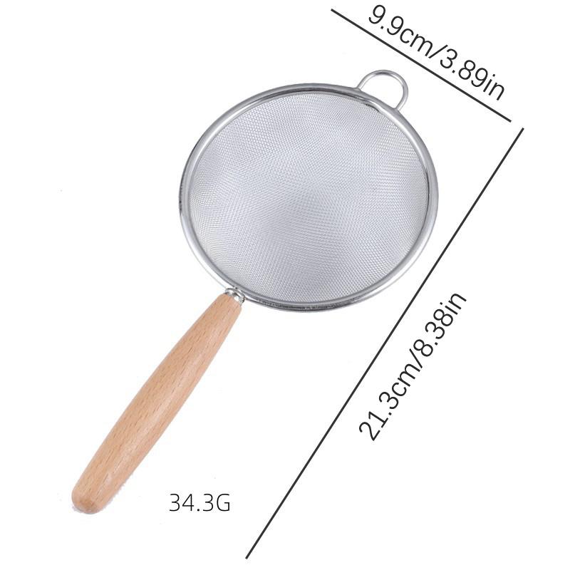 Деревянная ручка из нержавеющей стали, небольшой дуршлаг, мелкоячеистое сито для масла, многофункциональный фильтр, сито для муки, кухонные принадлежности для выпечки