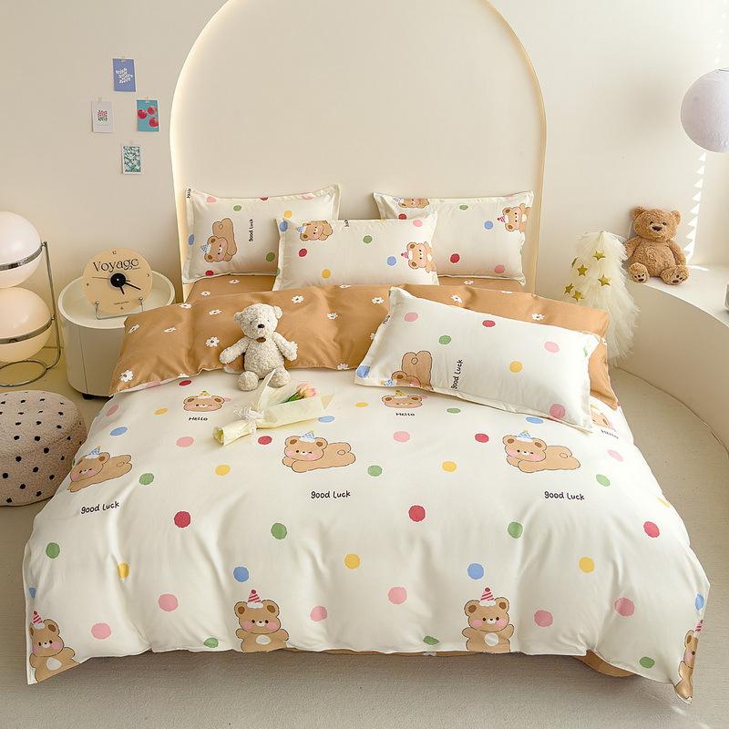 Twill Abraded Thickened Bed Four-piece Set Three-piece Set Bed Sheet Quilt Cover Pillowcase